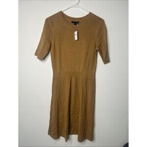 Banana Republic Camel Knit Short-Sleeve Midi Dress